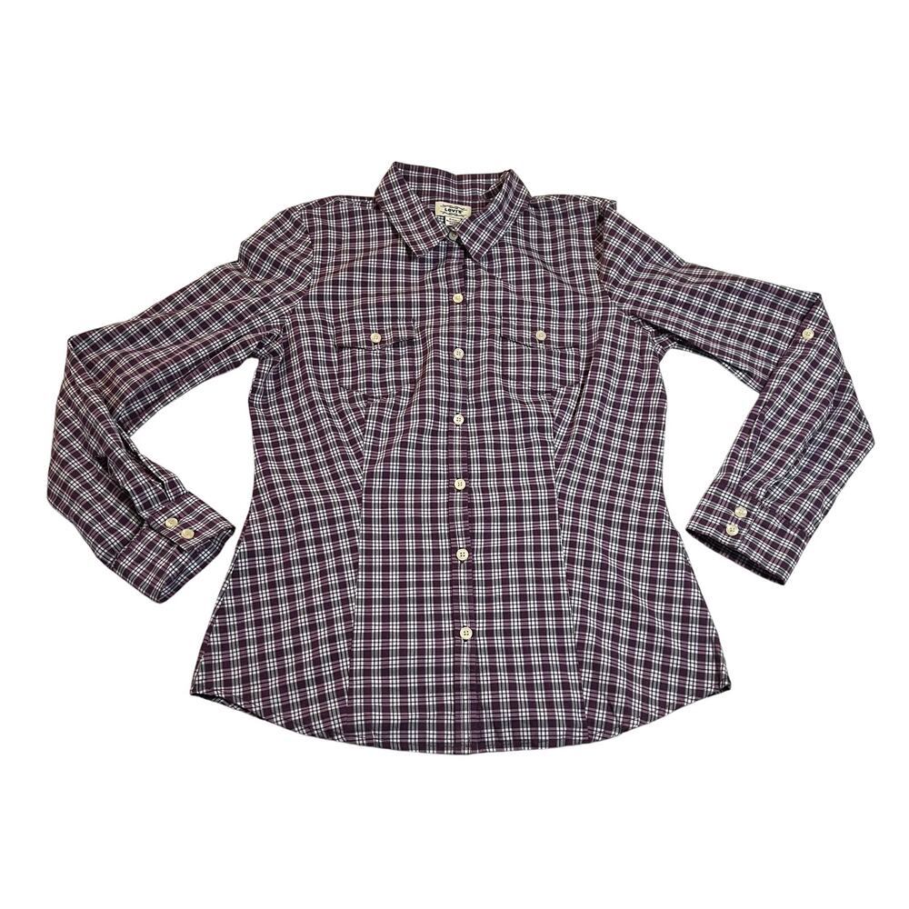 Levi's Women's Plaid Button Up Shirt Size Medium Western Casual Rodeo Multicolor